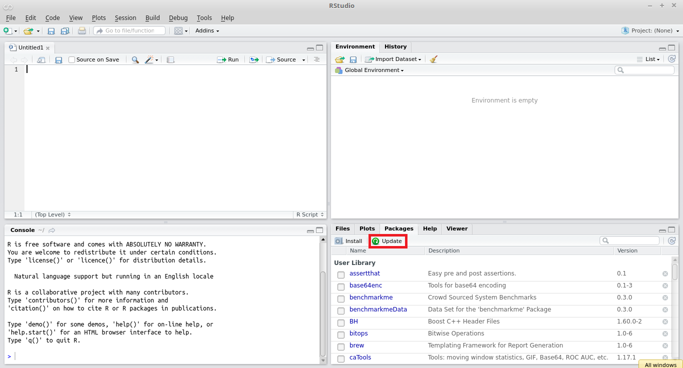 Atualizando pacotes no R