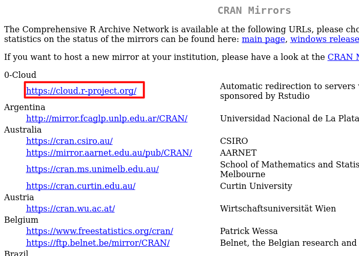 Choosing the CRAN mirror